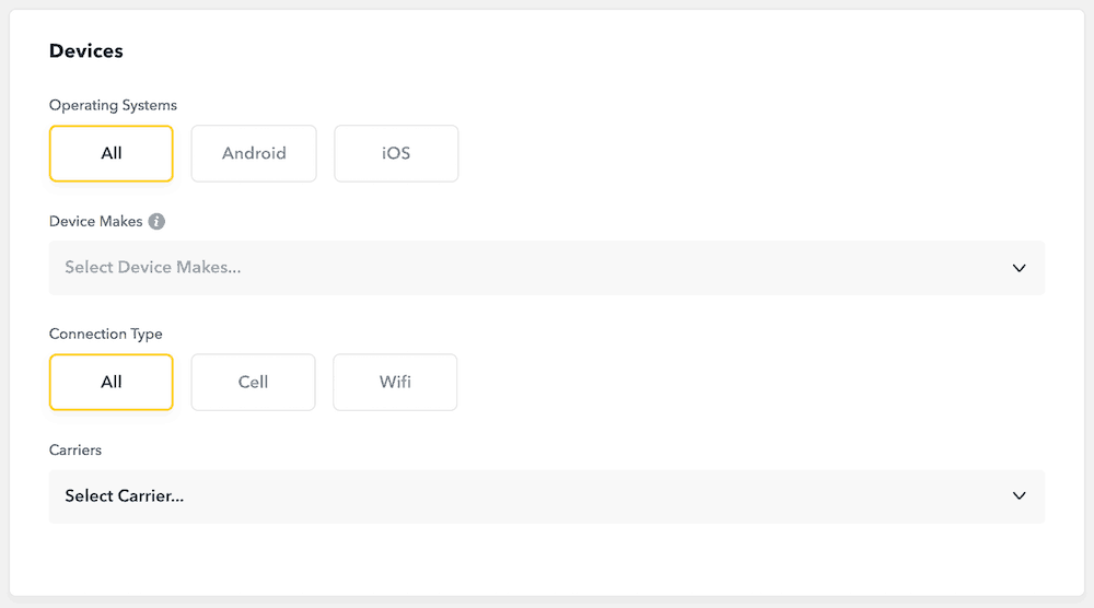 snap ad choose a device target