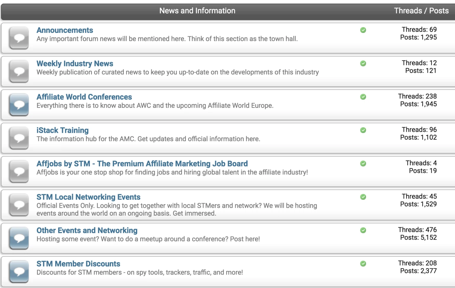news and information section on STM Forum