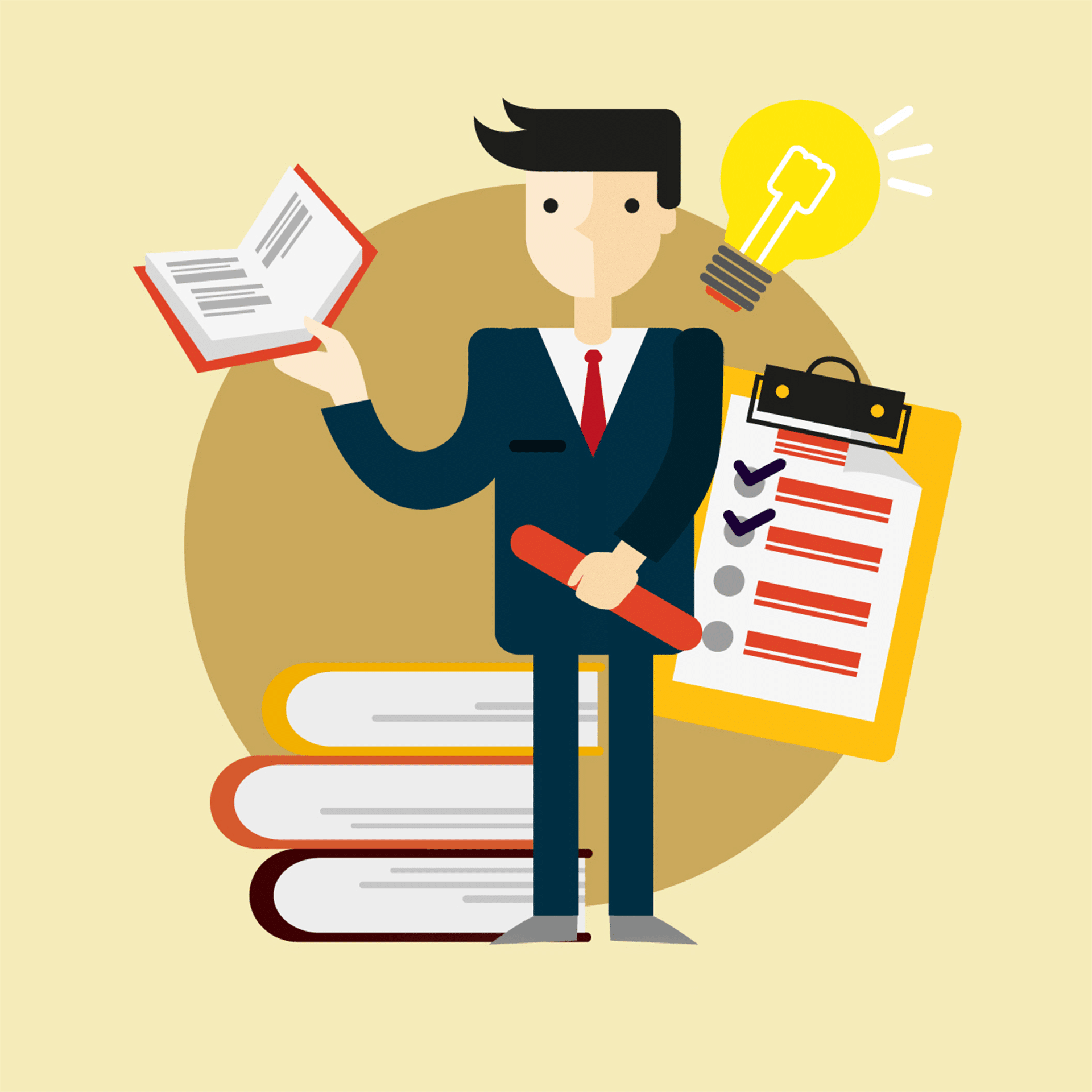 illustration of man reading case studies