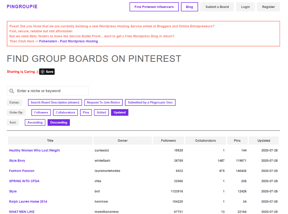 pingroupie affiliate program for pinterest